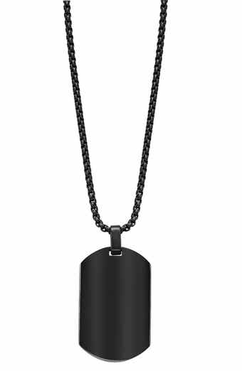 GEOFFREY BEENE Men's Stainless Steel Dog Tag Pendant Necklace