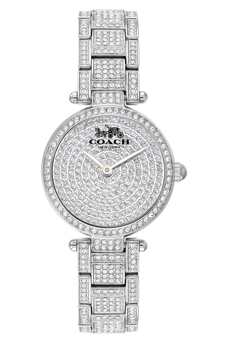 Park Crystal Embellished Bracelet Watch, 26mm, Main, color, SILVER/ PAVE