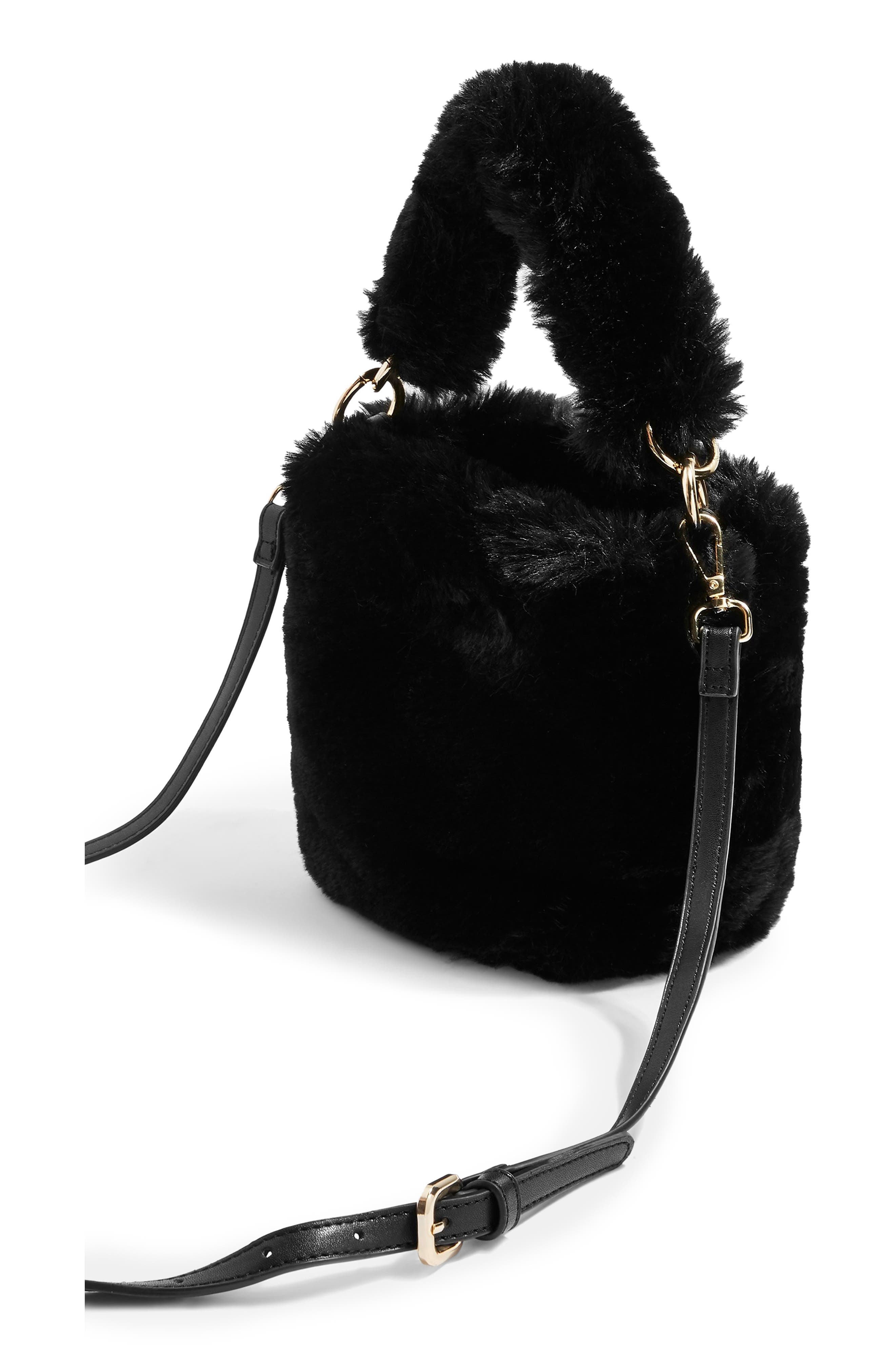 Topshop Teddy Faux Fur Bucket Bag, Alternate, color, 