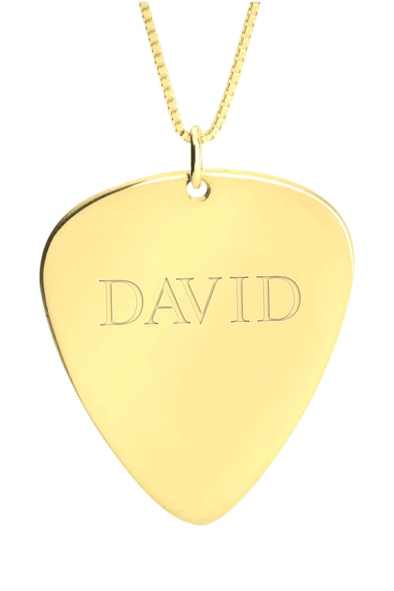 Personalized Guitar Pick Pendant Necklace, Main, color, GOLD PLATED