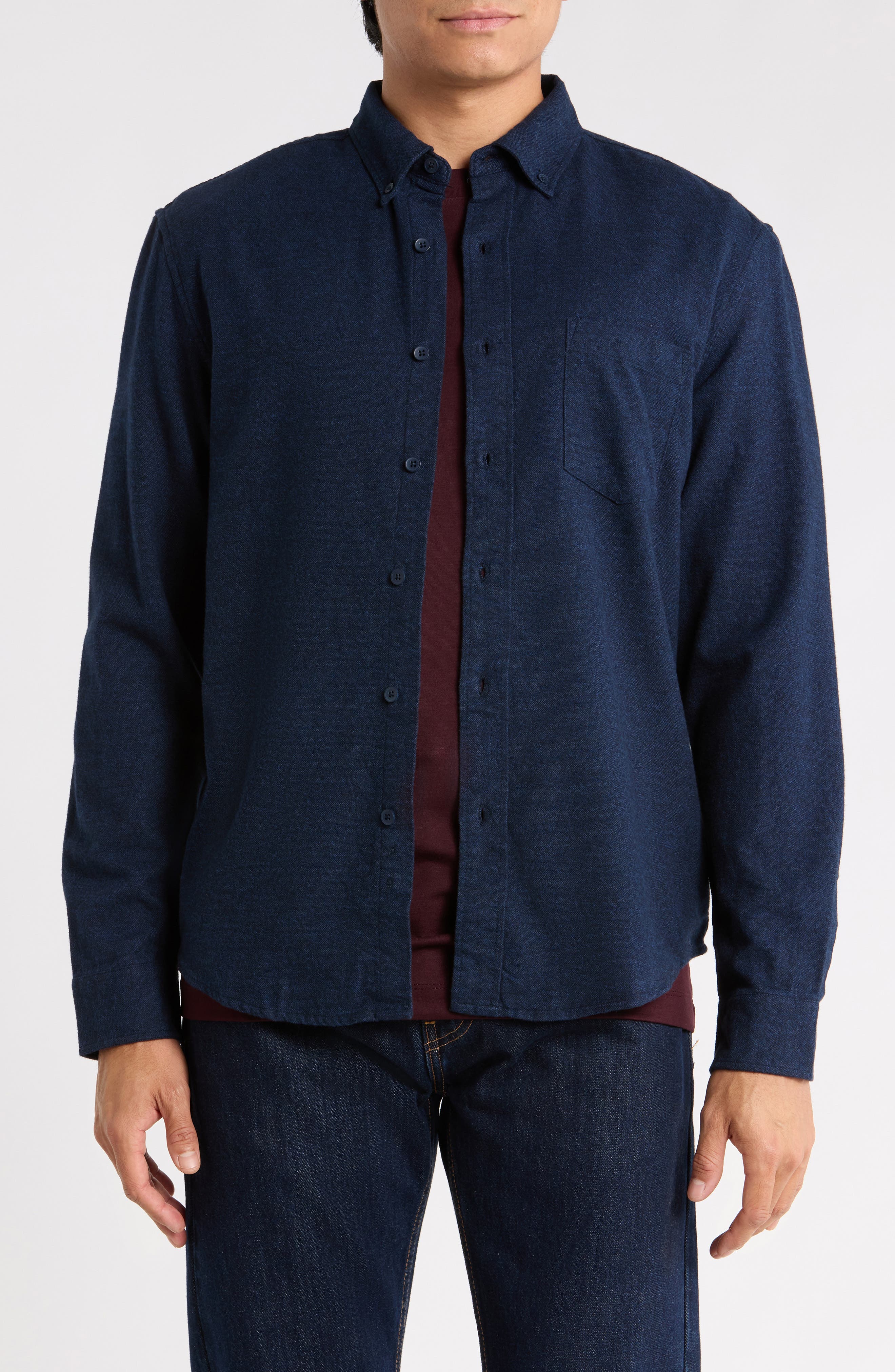 Cotton Flannel Button-Up Shirt