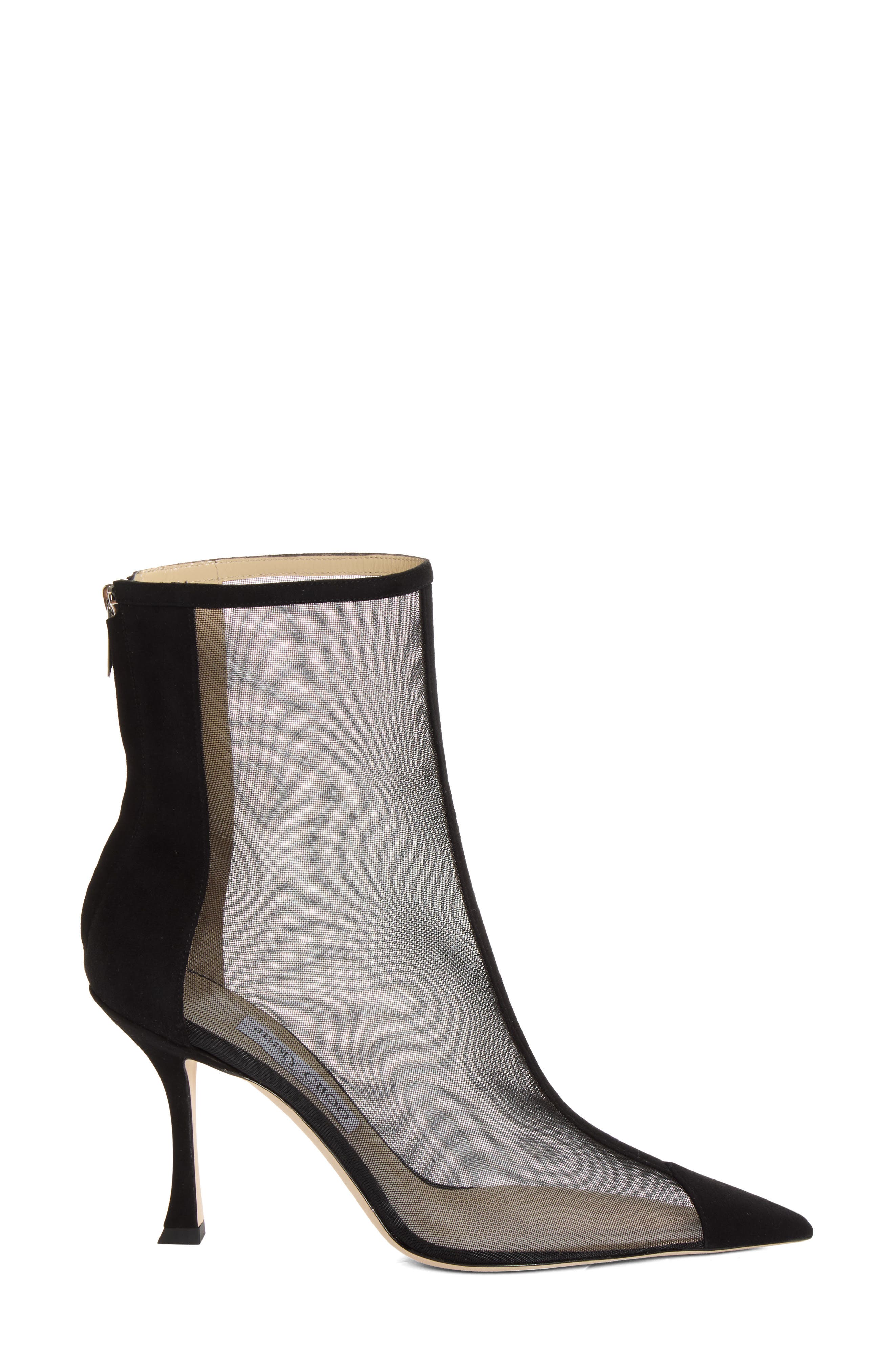Naidoo Pointed Toe Mesh Bootie (Nordstrom Exclusive), Alternate, color, BLACK/ BLACK