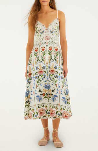 Garden Embroidered Linen Midi Sundress