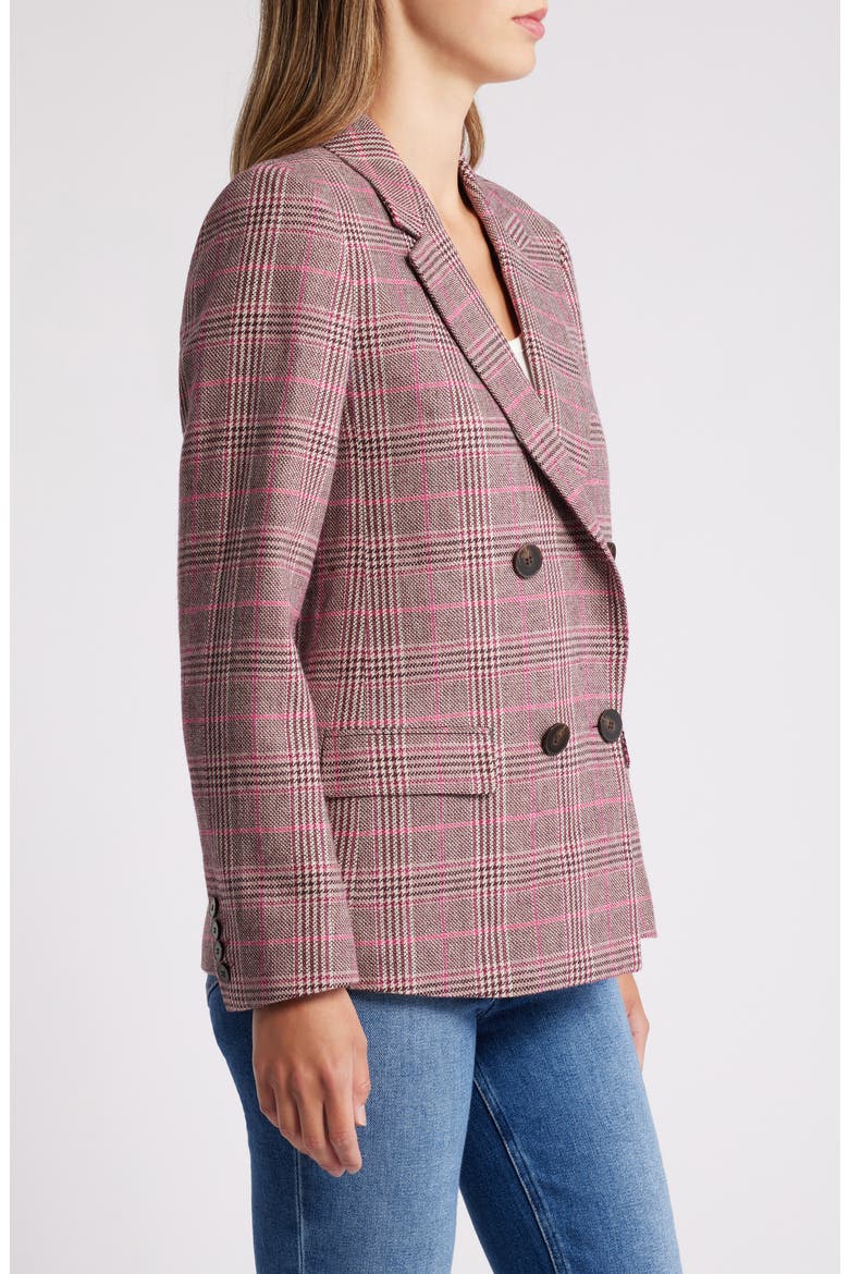 Tori Plaid Double Breasted Blazer, Alternate, color, PURPLE