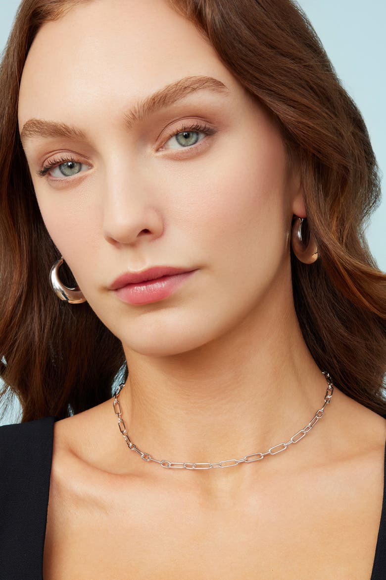 Sterling Silver Rhythm Link Choker, Alternate, color, Silver