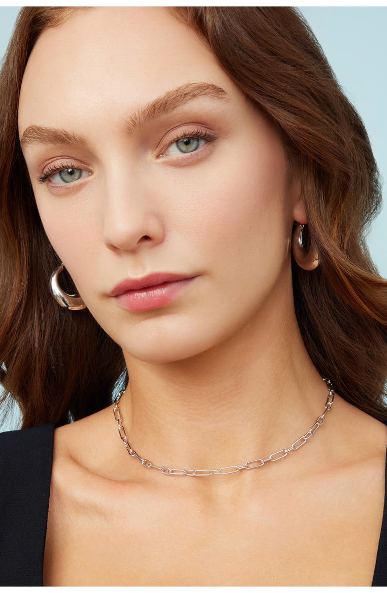 Oradina Sterling Silver Rhythm Link Choker, Alternate, color, Silver