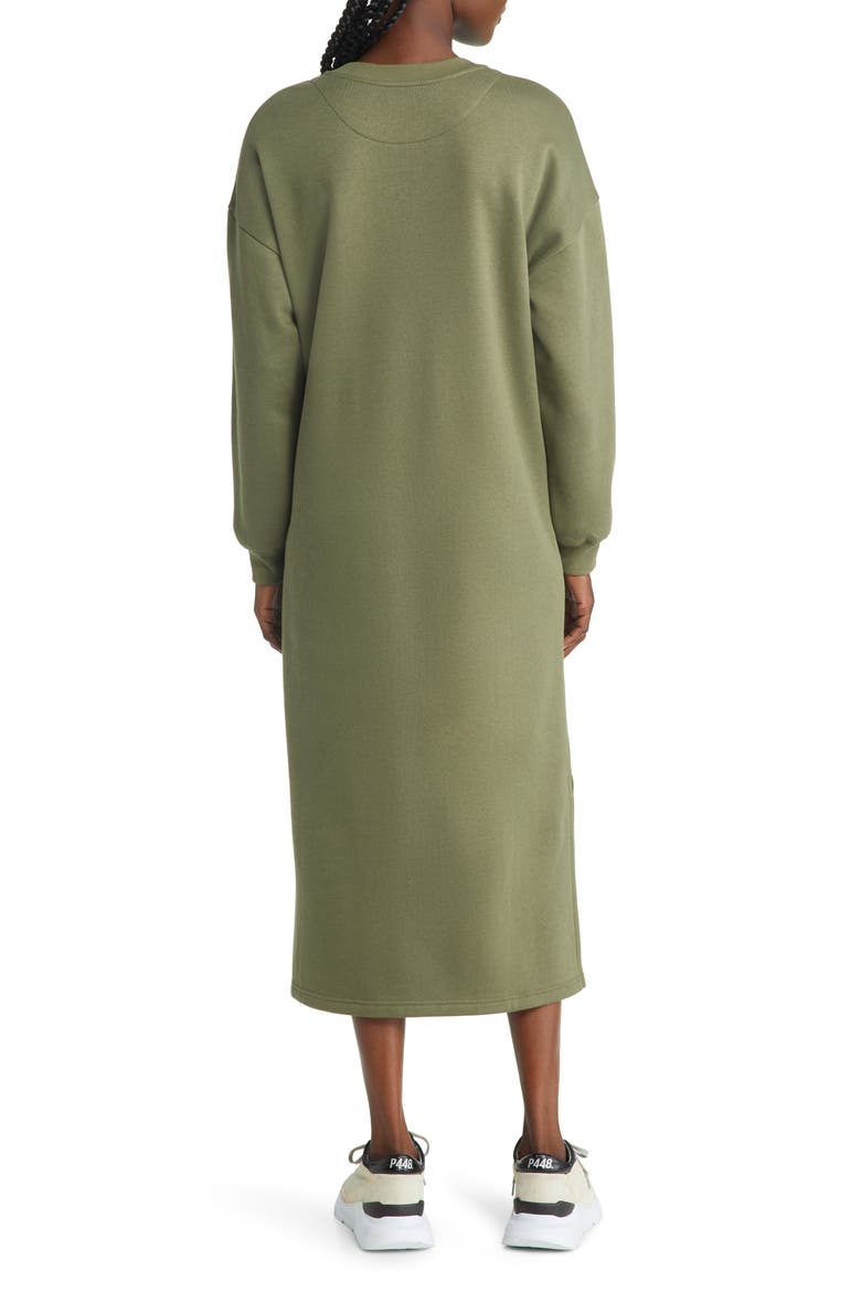 Long Sleeve Midi Sweatshirt Dress, Alternate, color, GREEN SORREL