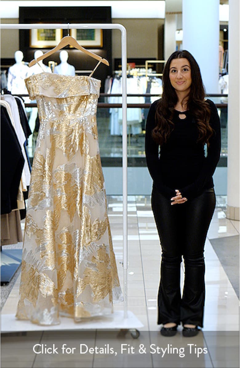 One-Shoulder Metallic Jacquard Gown, sales video thumbnail