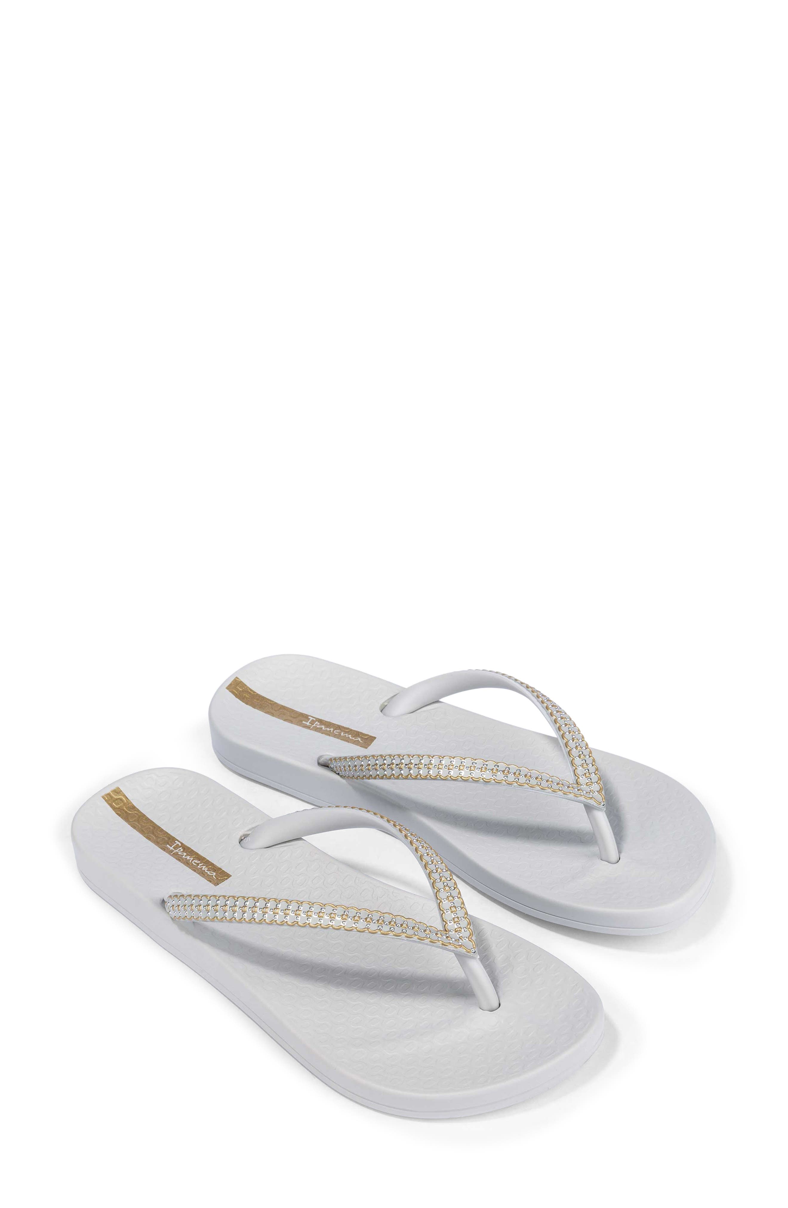 Ipanema Crystal Mesh Flip Flop, Alternate, color, Grey/ Gold