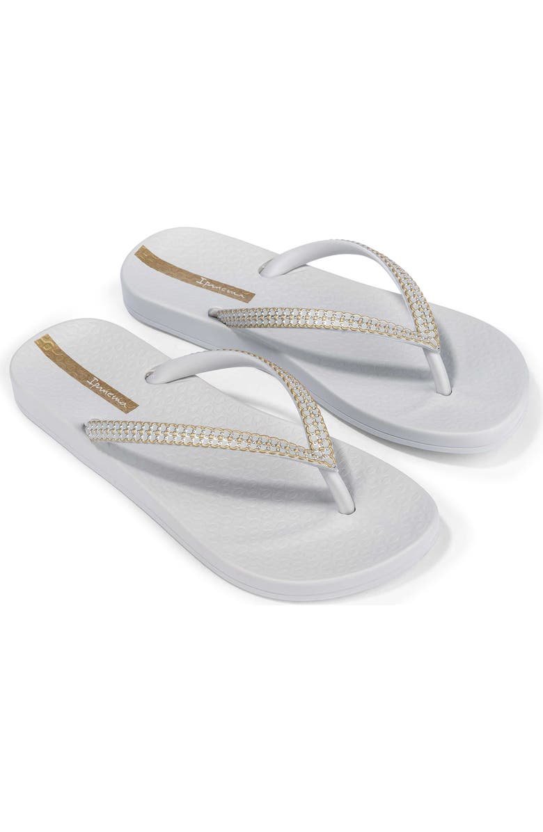 Ipanema Crystal Mesh Flip Flop, Alternate, color, Grey/ Gold