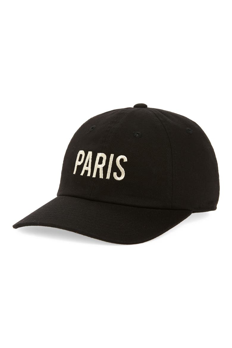 Paris Cotton Baseball Cap, Main, color, BLACK