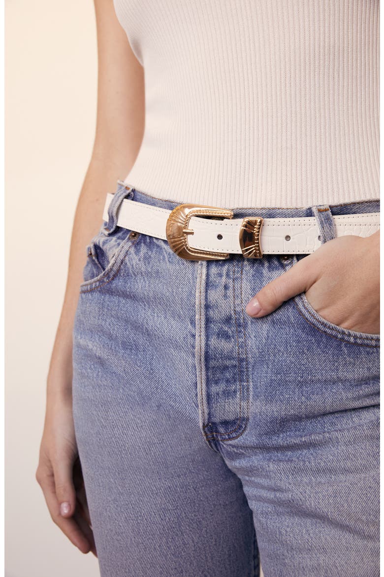 Tulsa Croc Embossed Belt, Alternate, color, IVORY CROC