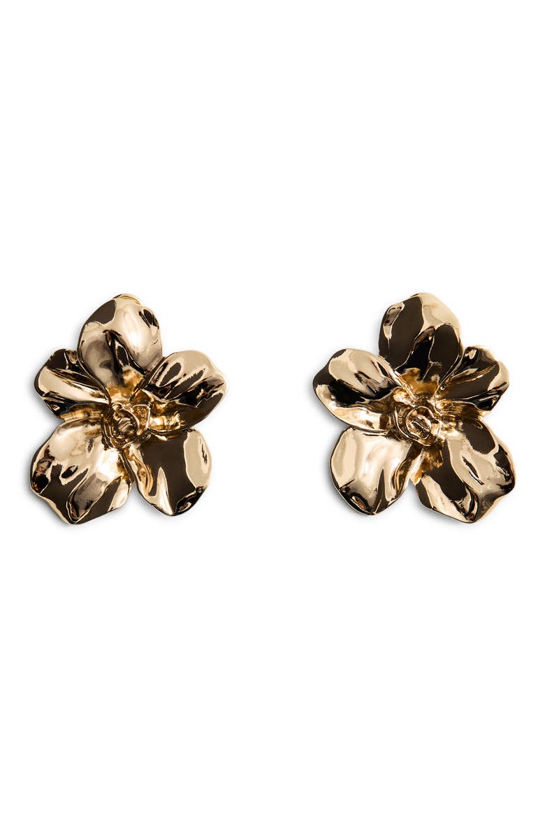 Flower Earrings, Alternate, color, GOLD