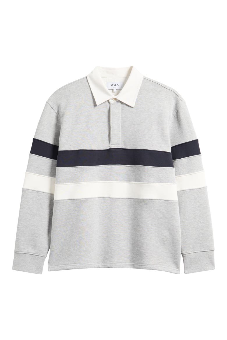 Rowhill Stripe Organic Cotton Rugby Shirt, Alternate, color, GREY MARL STRIPE