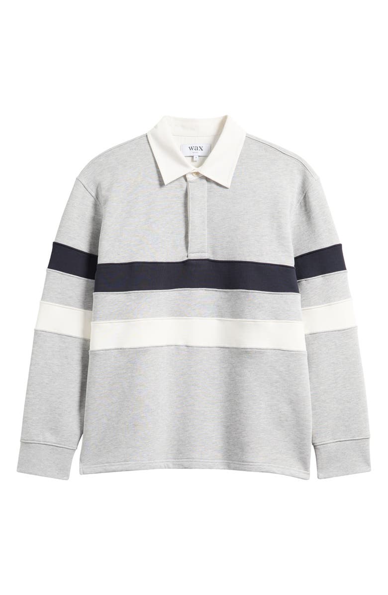 Wax London Rowhill Stripe Organic Cotton Rugby Shirt, Alternate, color, Grey Marl Stripe