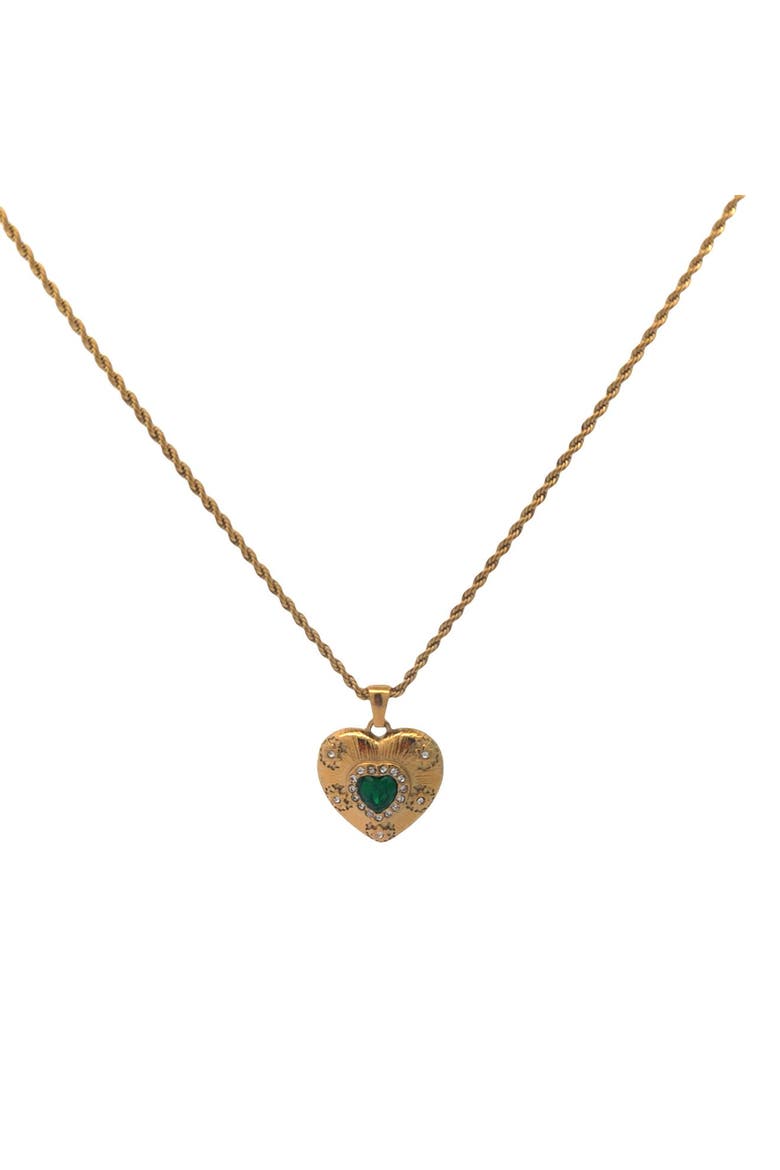 Rope Chain Necklace with Heart Pendant, Alternate, color, yellow