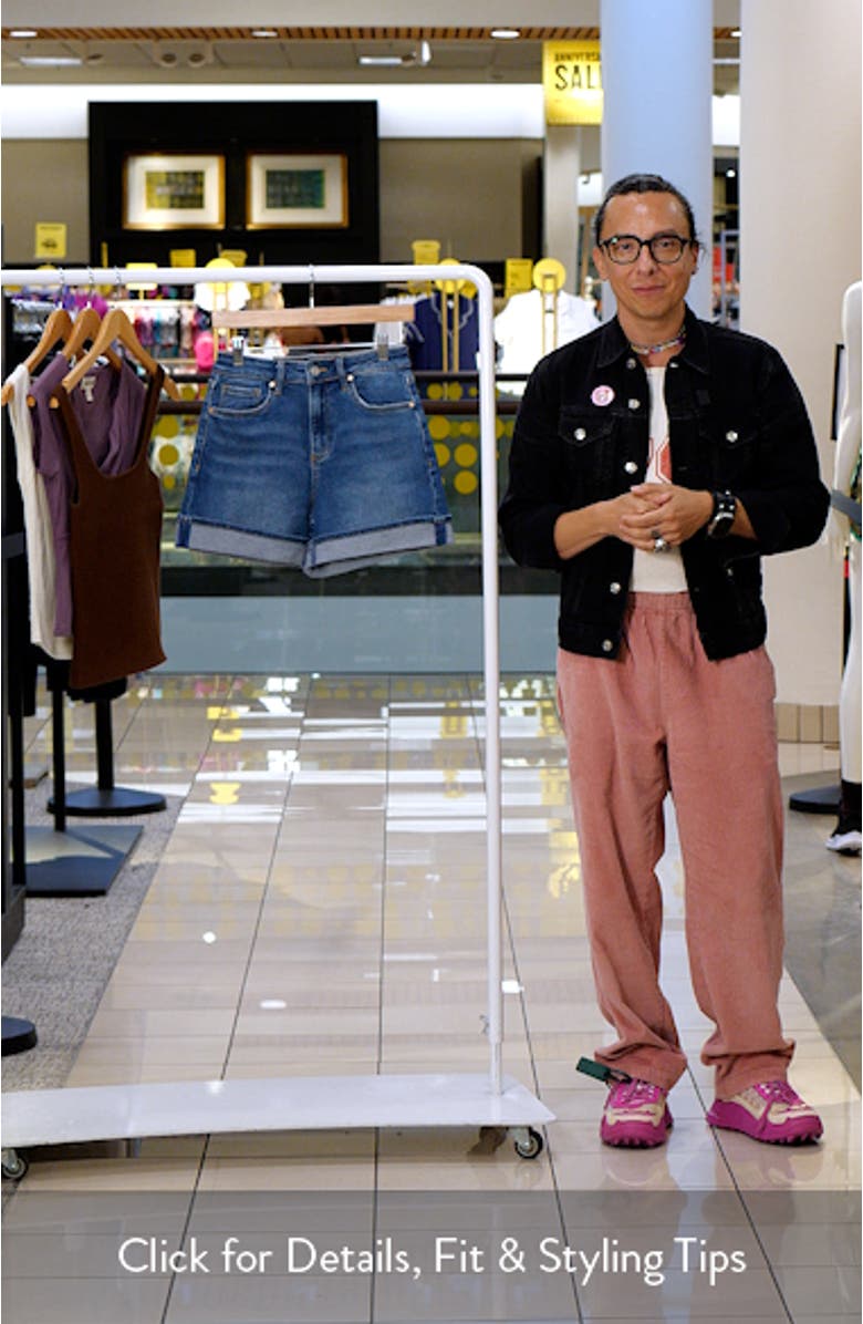 High Waist Cuffed Denim Shorts, sales video thumbnail