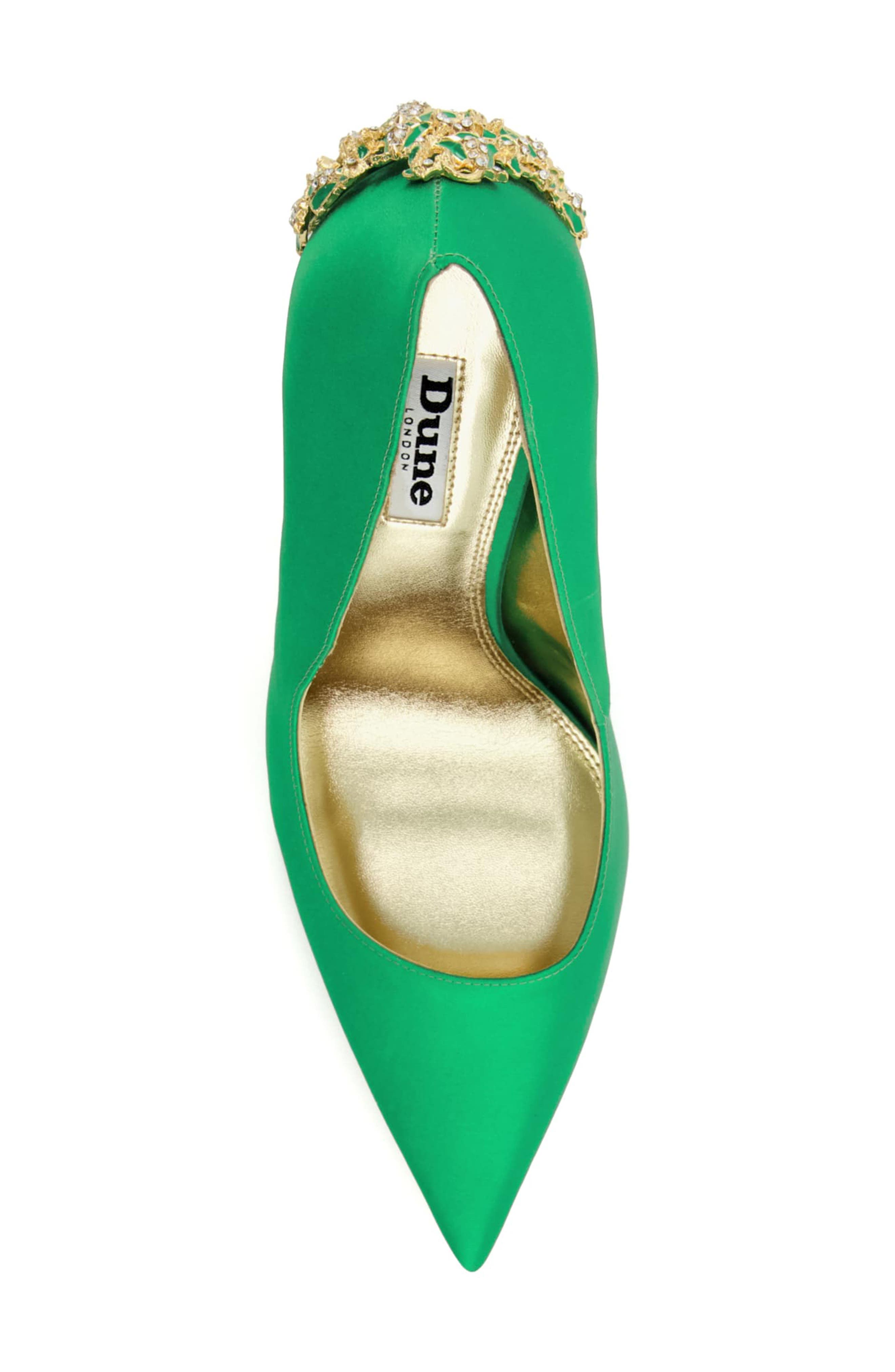 Dune London Audleys Pointed Toe Pump, Alternate, color, Green-Satin