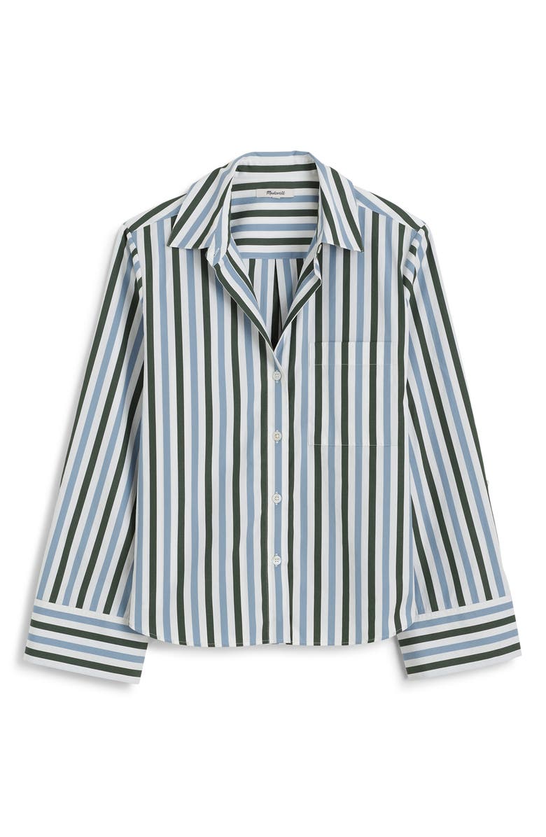 Madewell Easy Y-Neck Poplin Button-Up Shirt, Alternate, color, Botanical Green