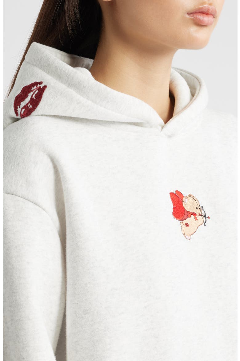 Sweet Like Cherry Embroidered Hoodie, Alternate, color, HEATHER GRAY