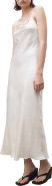 MANGO Mulberry Silk Blend Cowl Neck Slipdress