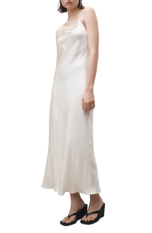 Mango Mulberry Silk Blend Cowl Neck Slipdress In Off White