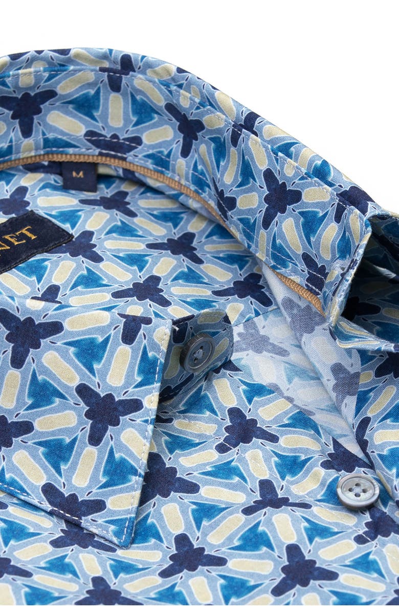 STUDIO GARNET LOS ANGELES Soleil Tile Print Button-Up Shirt, Alternate, color, Marine