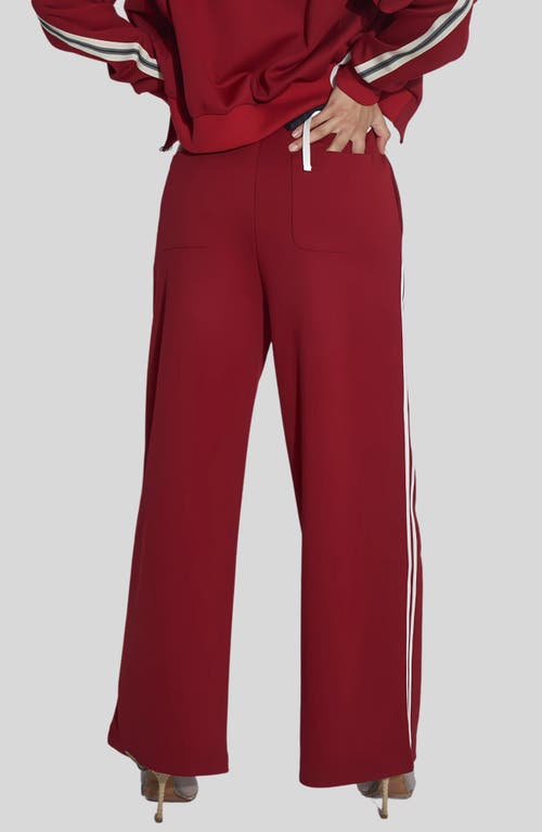 Find Me Now Bow Stripe Ponte Track Pants In Red