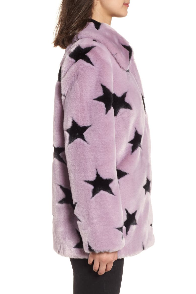 Faux Fur Swing Coat, Alternate, color, LAVENDER/ GREYDNU