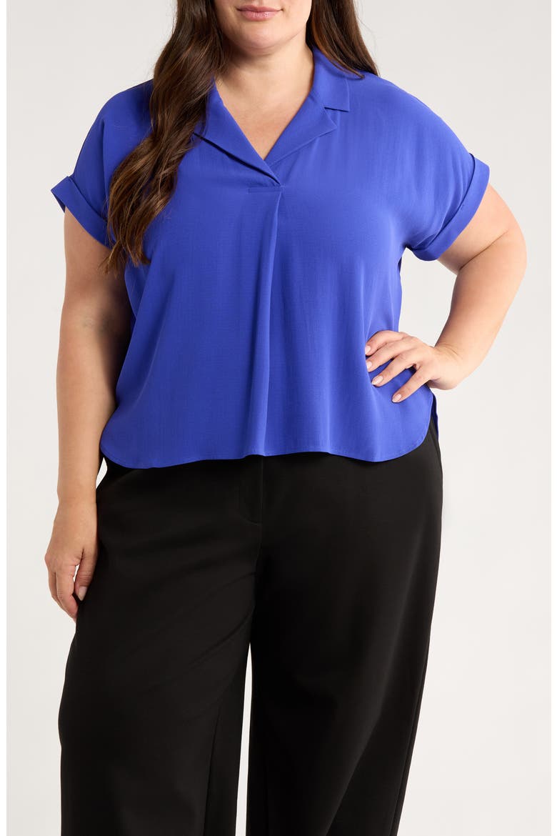 Roll Cuff Woven Silk Shirt, Main, color, ROYAL