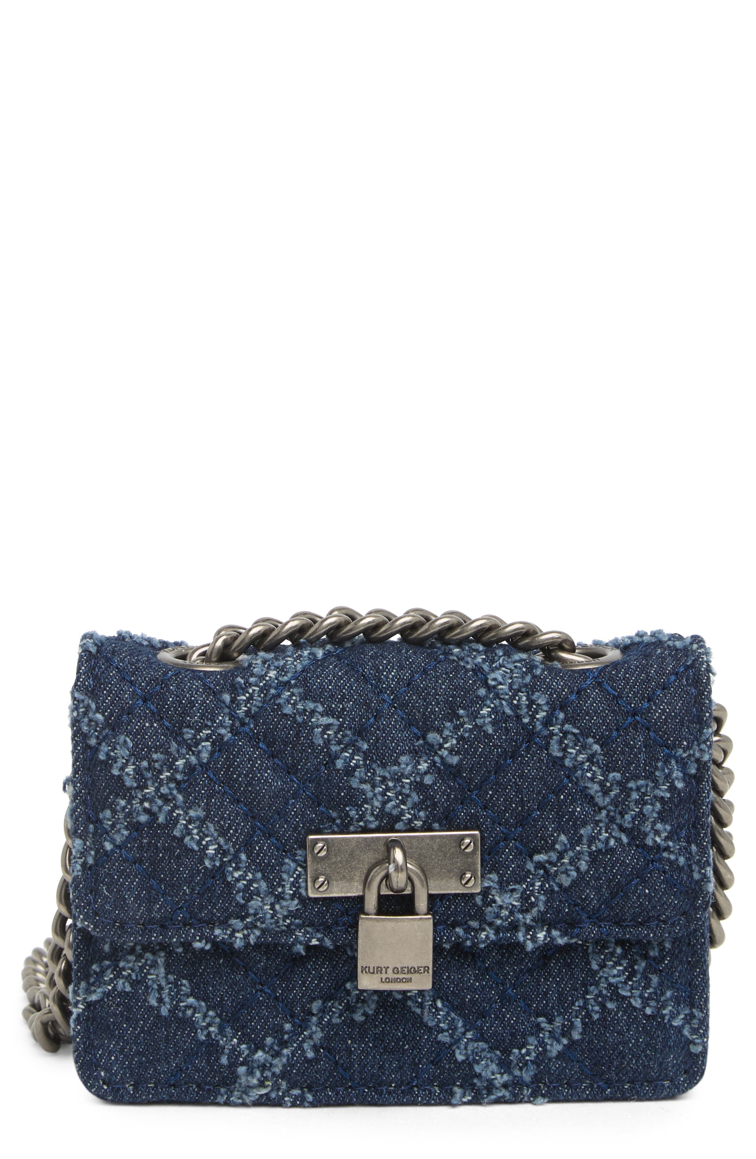 Kurt Geiger London Brixton Lock Micro Shoulder Bag, Main, color, Navy