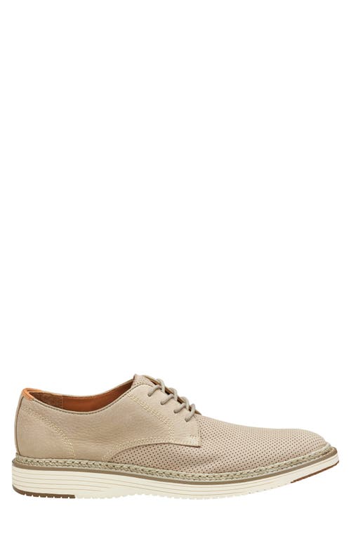 Johnston & Murphy Upton Perforated Plain Toe Derby In Taupe Nubuck