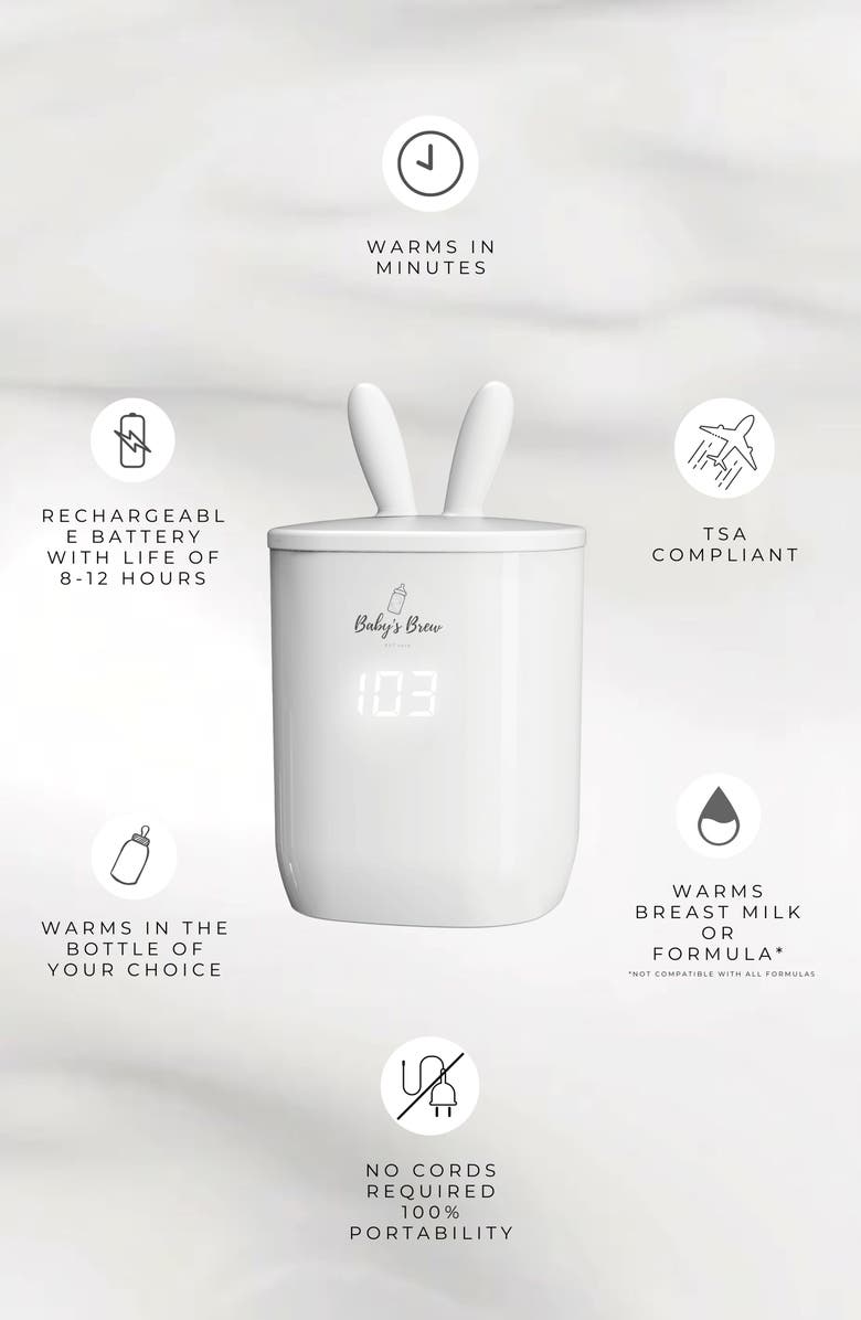 Baby's Brew 3.0 Portable Bottle Warmer Pro with MAM Adapter, Alternate, color, White