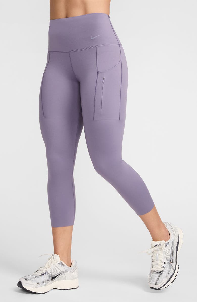 Nike Dri-FIT Go Firm Support High Waist Crop Leggings, Main, color, Daybreak/ Black