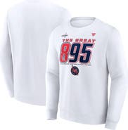 FANATICS Men's Fanatics Alexander Ovechkin White Washington Capitals NHL All-Time Leading Goal Scorer The Great 895 Fleece Pullover Sweatshirt