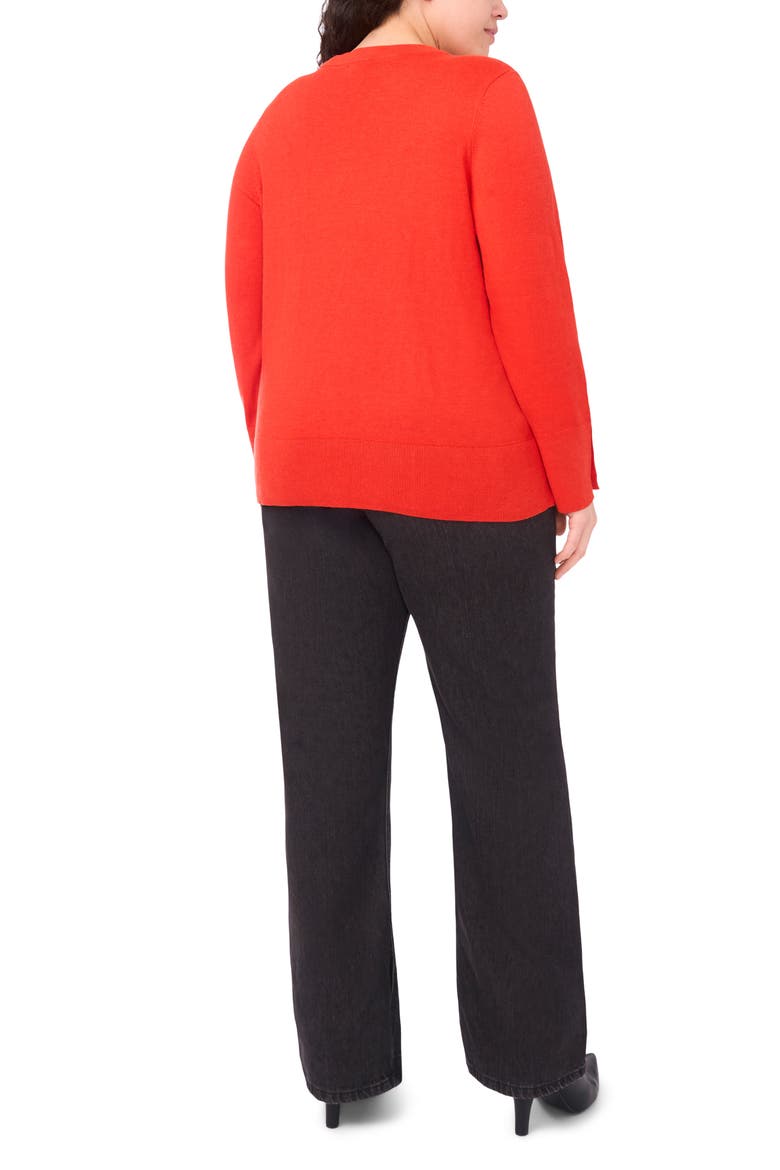 Button Cuff Cotton Blend Sweater, Alternate, color, POINCIANA