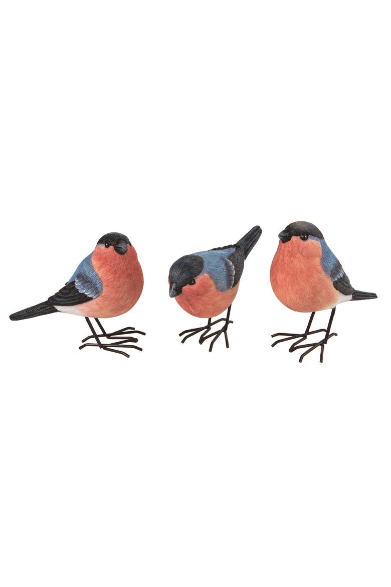 5.5 Inch Multicolor Spring Finch Set of 3 Decorative Polyresin Objects for Spring Home Decor, Main, color, Multicolored