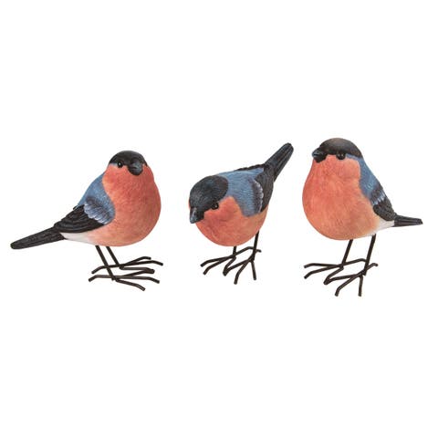 5.5 Inch Multicolor Spring Finch Set of 3 Decorative Polyresin Objects for Spring Home Decor