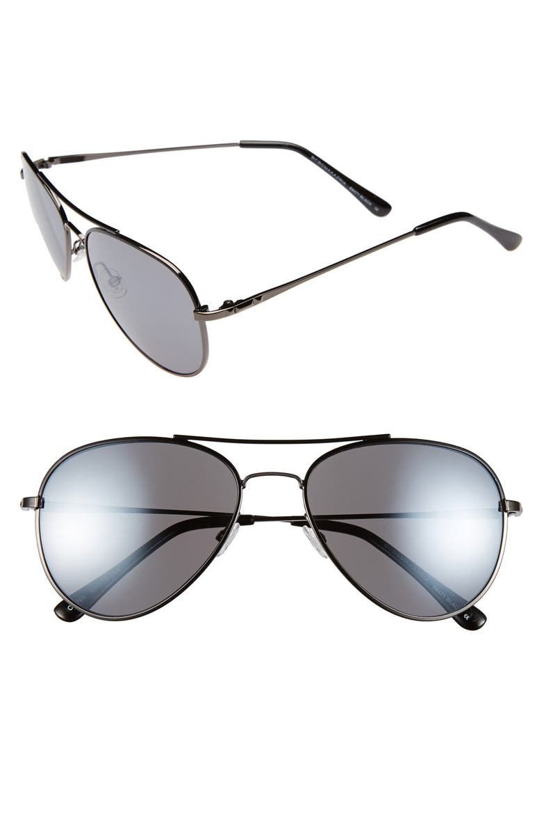 55mm Aviator Sunglasses, Main, color, BLACK