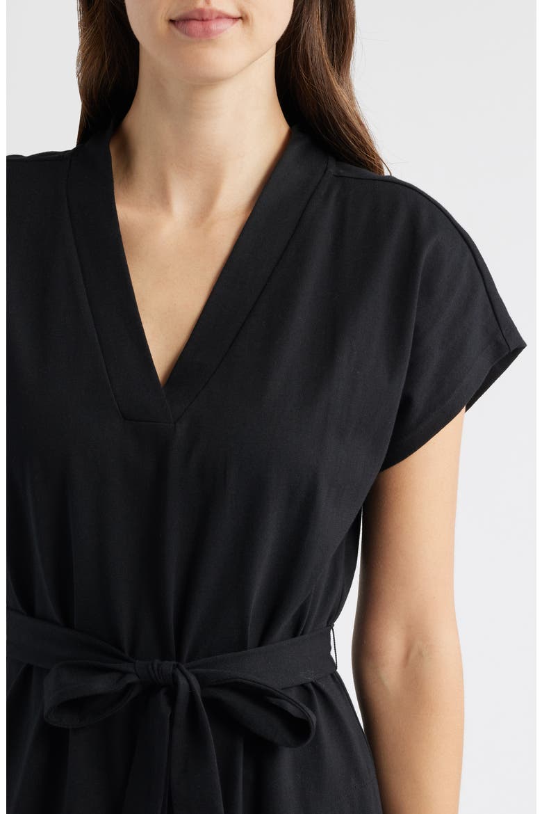 Islandscape Cotton Jersey Midi Dress, Alternate, color, BLACK