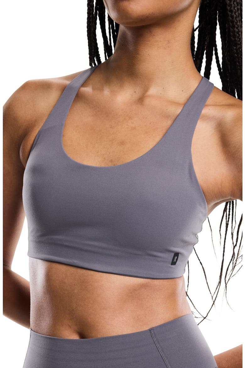 Studio Racerback Sports Bra, Main, color, EMBER