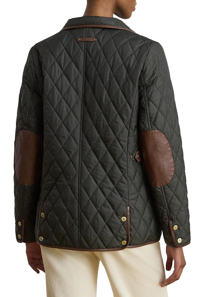 Quilted Barn Jacket with Faux Leather Trim, Alternate, color, LITCHFIELD LODEN