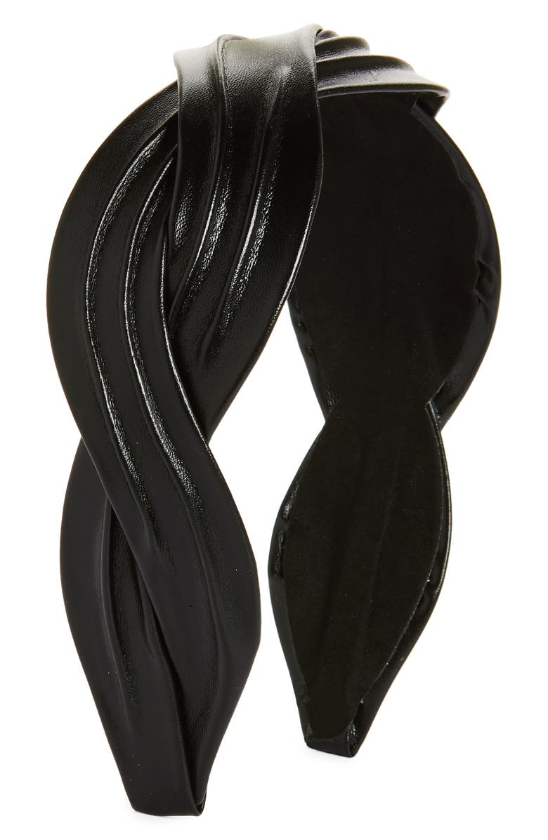 Tasha Braided Faux Leather Headband, Main, color, 