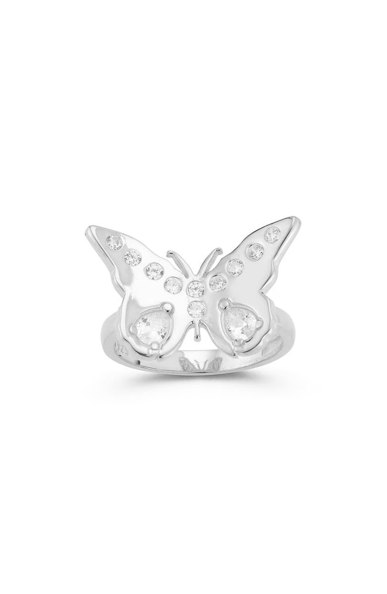 SPHERA MILANO Sterling Silver & CZ Butterfly Ring, Alternate, color, Silver