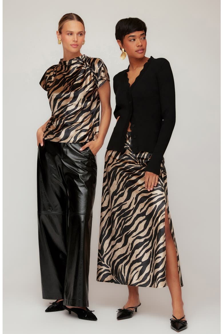 Evy Zebra Print Bias Cut Skirt, Alternate, color, ZEBRA