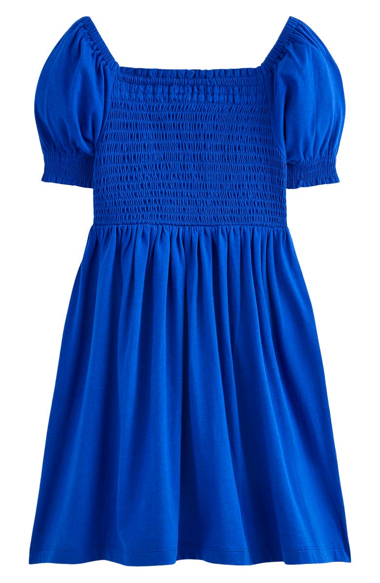 Mini Boden Kids' Clare Rain Forest Appliqué Smocked Cotton Dress, Alternate, color,