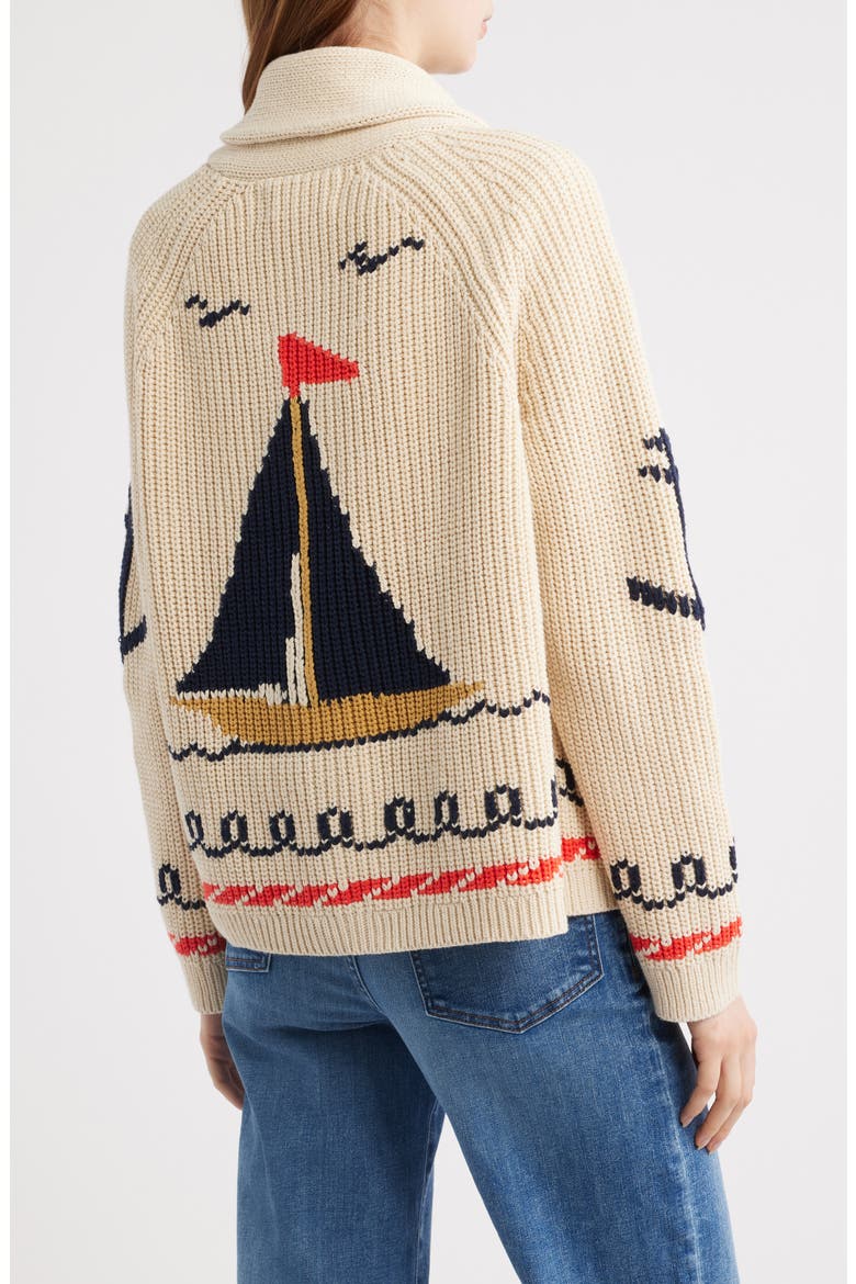 The Sailboat Lodge Shawl Collar Cardigan, Alternate, color, CREAM