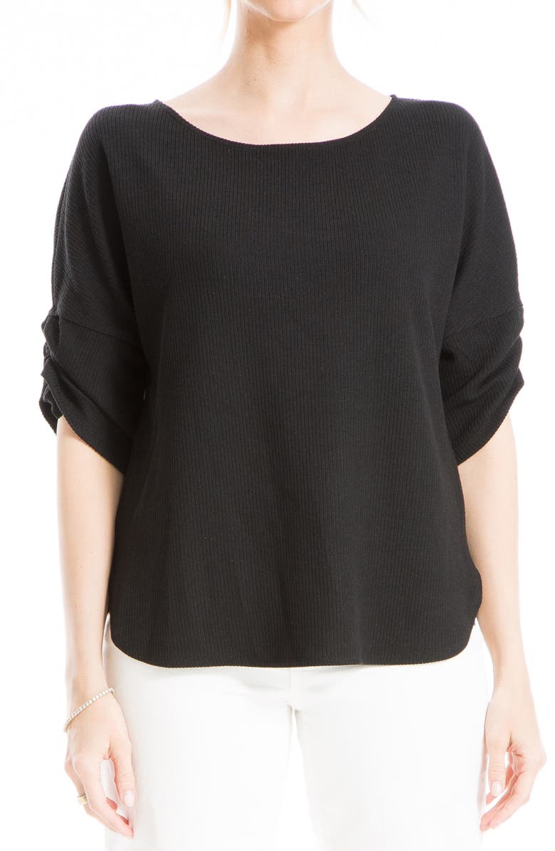 MAX STUDIO Rib Ruched Sleeve Top, Main, color, 