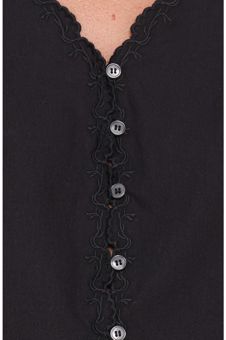 Lori Lace Trim Sleeveless Cotton Button-Up Shirt, Alternate, color, BLACK