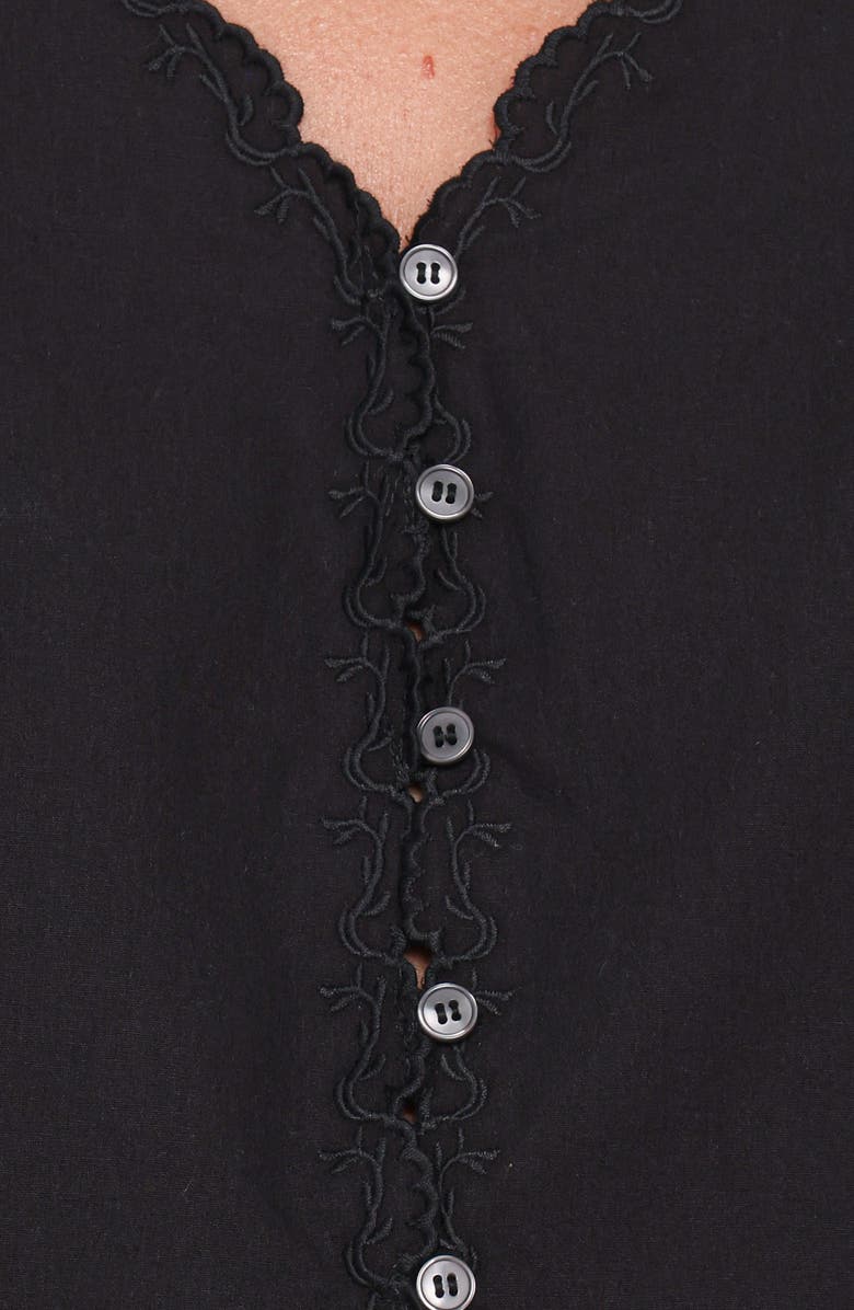 Petal & Pup Lori Lace Trim Sleeveless Cotton Button-Up Shirt, Alternate, color, Black